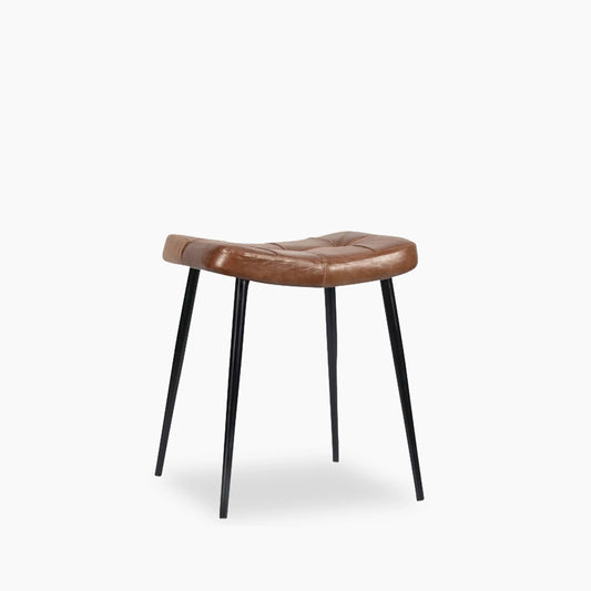 Utah Low Stool | Tan Faux Leather & Black