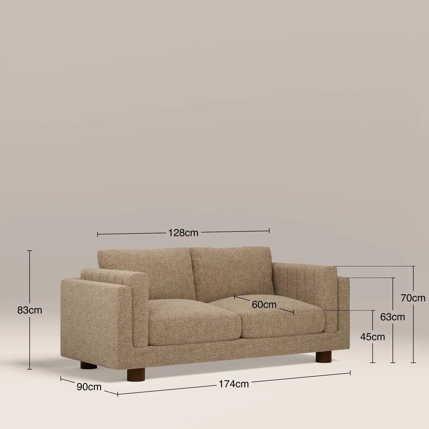 Halton 2 Seater Sofa | Speckled Cappuccino Boucle