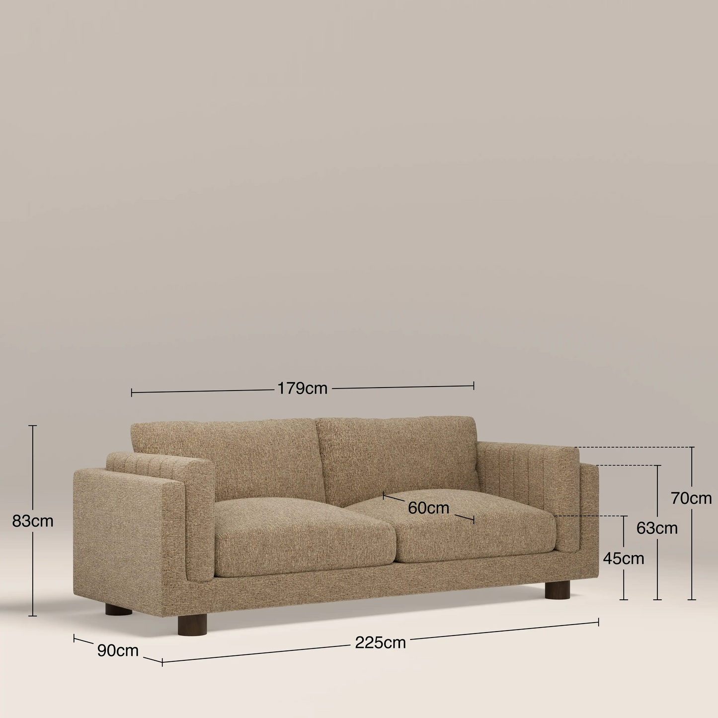 Halton 3 Seater Sofa | Speckled Cappuccino Boucle