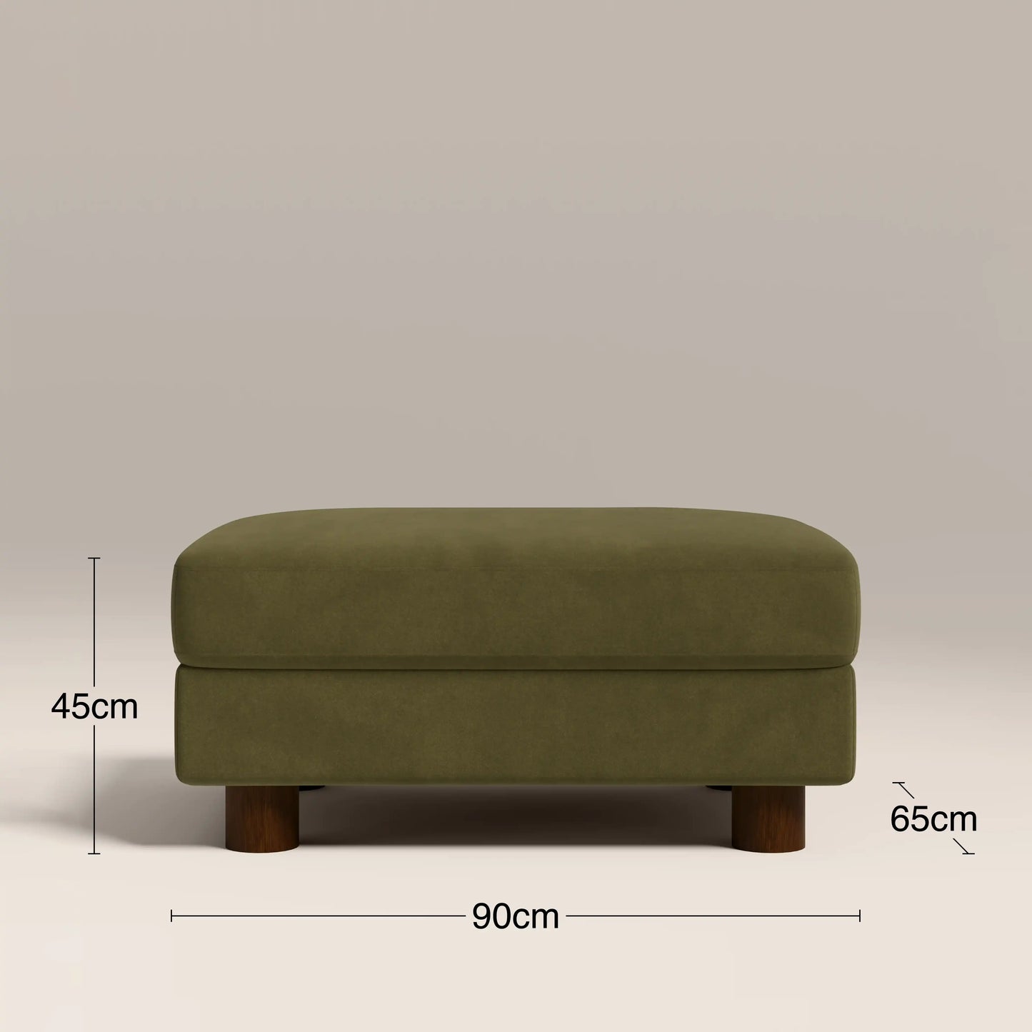 Halton Footstool | Moss Green Sustainable Mohair Velvet