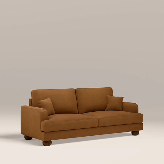Nola 3 Seater Sofa | Caramel Brown Sustainable Mohair Velvet