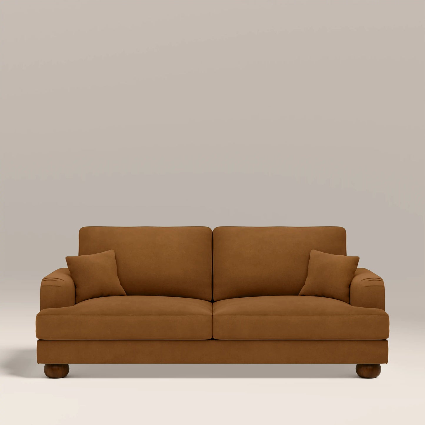 Nola 3 Seater Sofa | Caramel Brown Sustainable Mohair Velvet