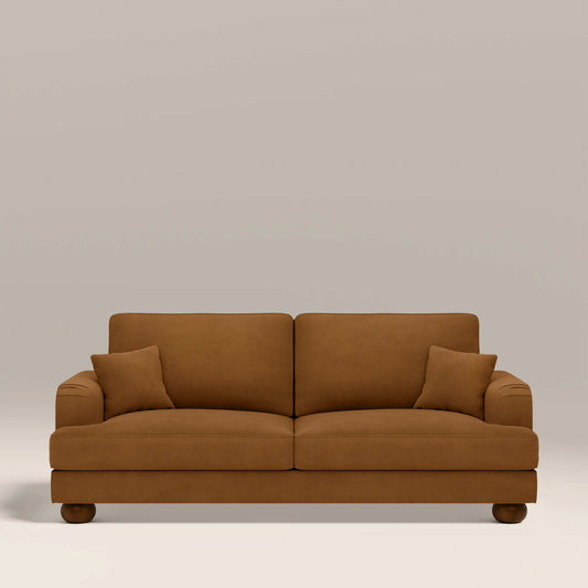 Nola 3 Seater Sofa | Caramel Brown Sustainable Mohair Velvet