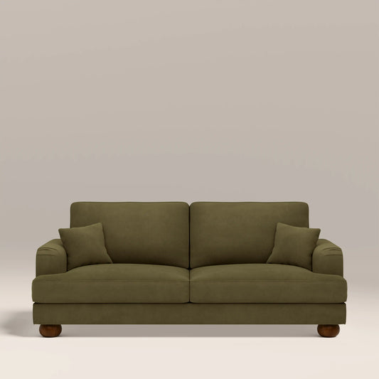 Nola 3 Seater Sofa | Moss Green Sustainable Mohair Velvet