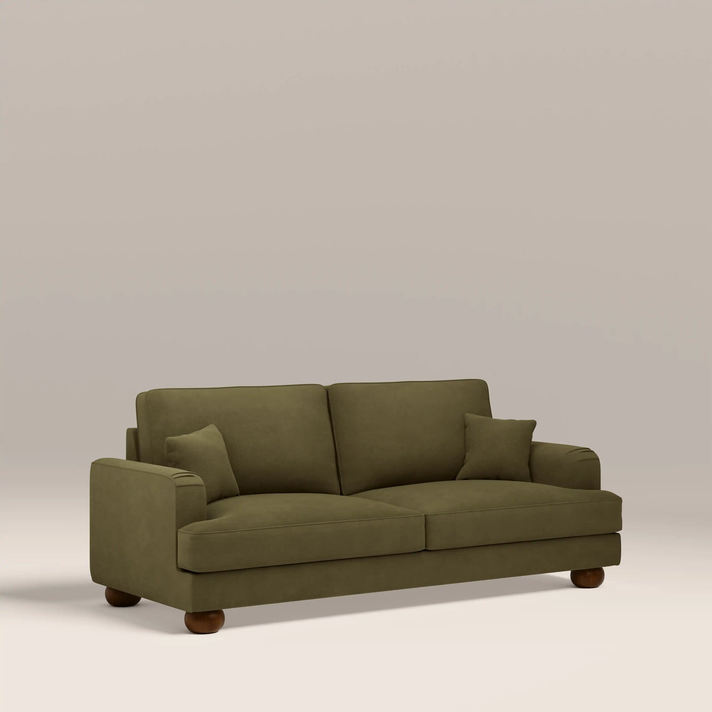 Nola 3 Seater Sofa | Moss Green Sustainable Mohair Velvet