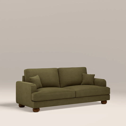 Nola 3 Seater Sofa | Moss Green Sustainable Mohair Velvet
