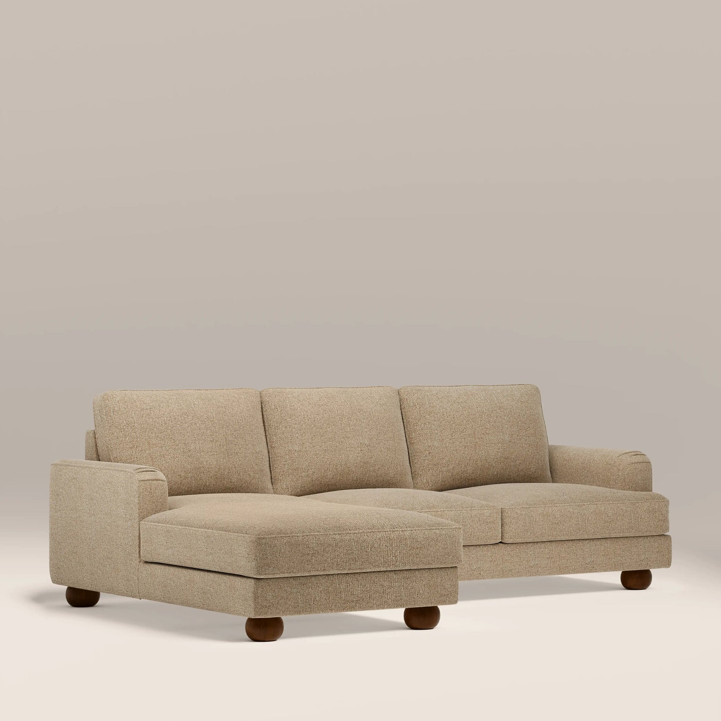 Nola Left Hand Chaise Sofa | Speckled Latte Boucle