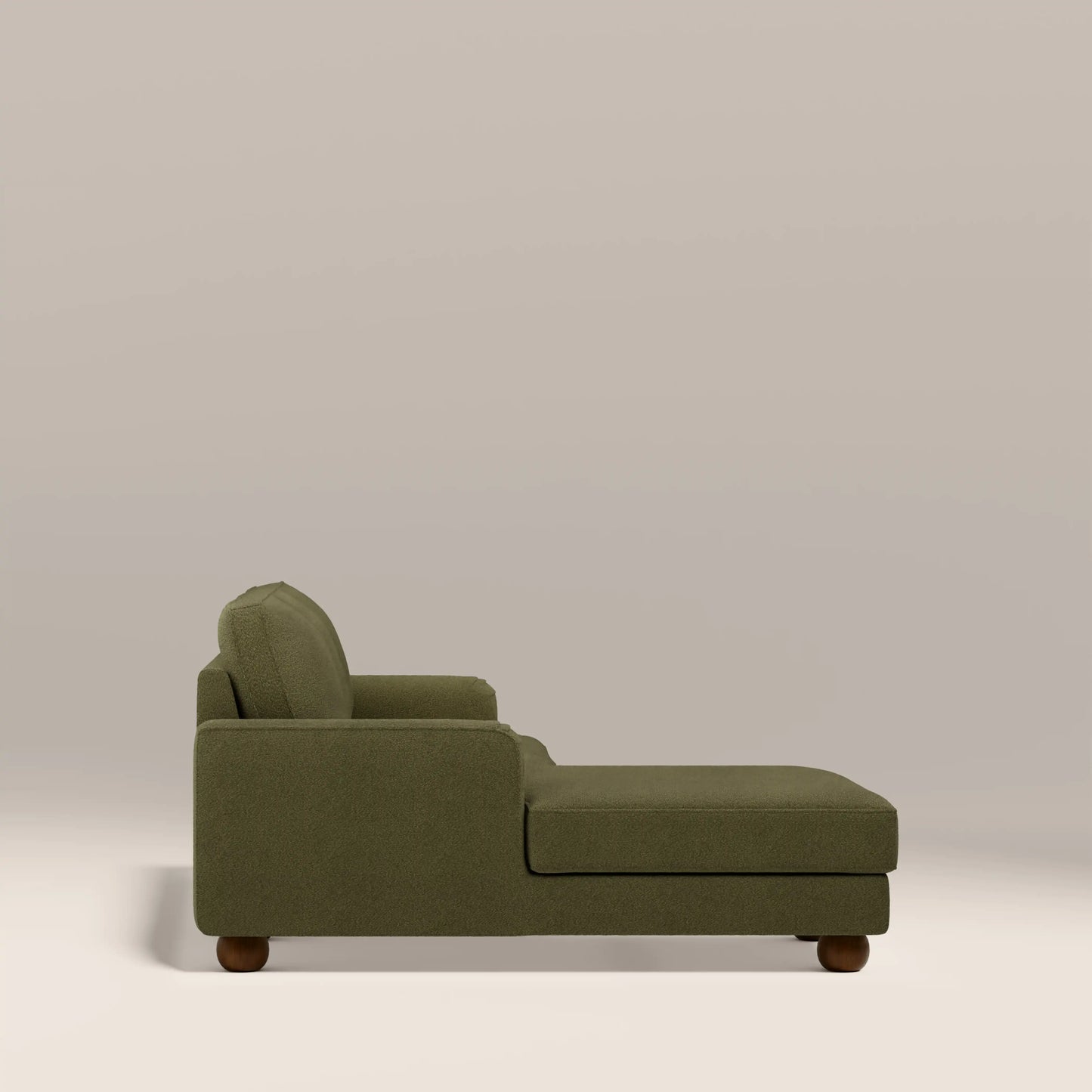 Nola Left Hand Chaise Sofa | Moss Green Boucle