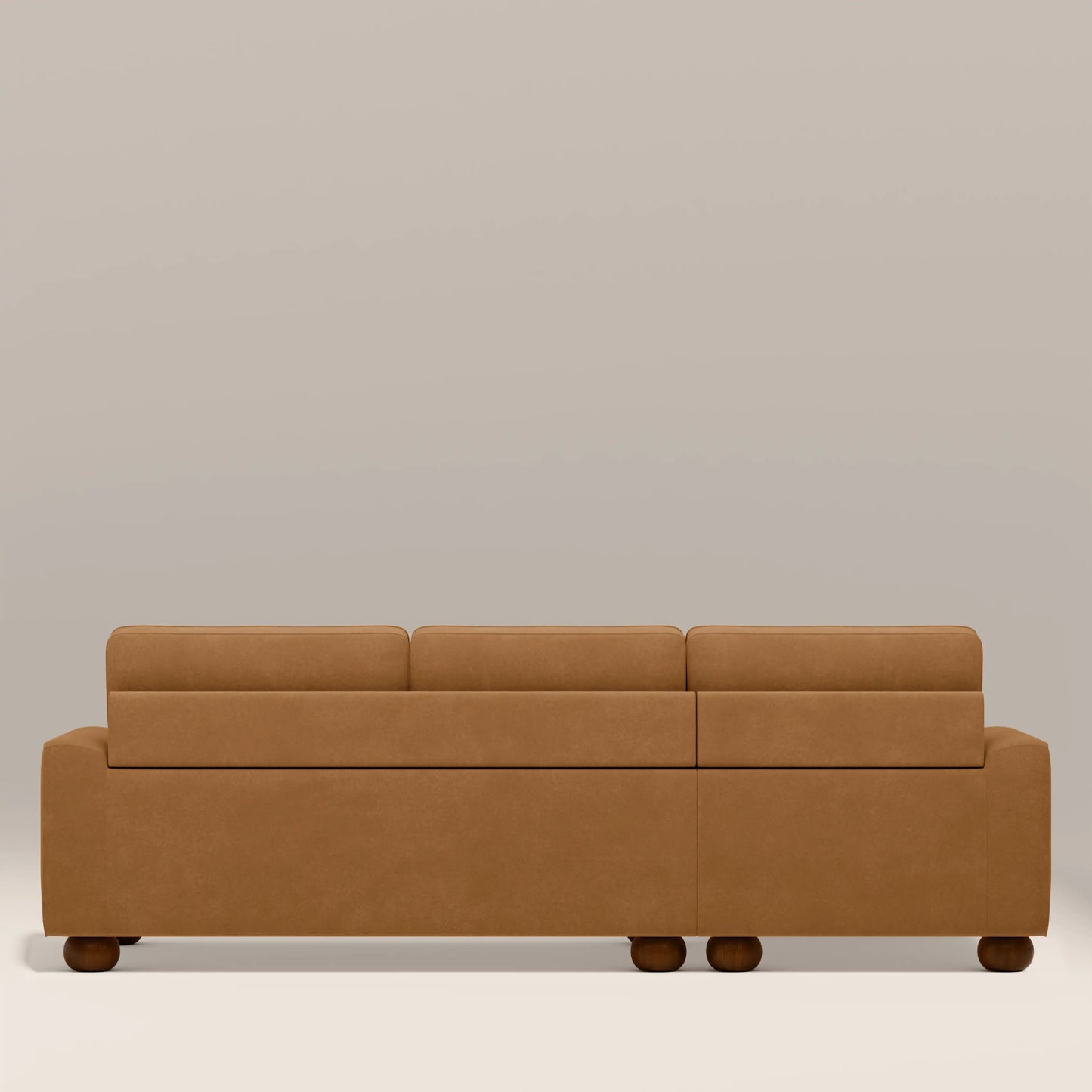 Nola Left Hand Chaise Sofa | Caramel Brown Sustainable Mohair Velvet