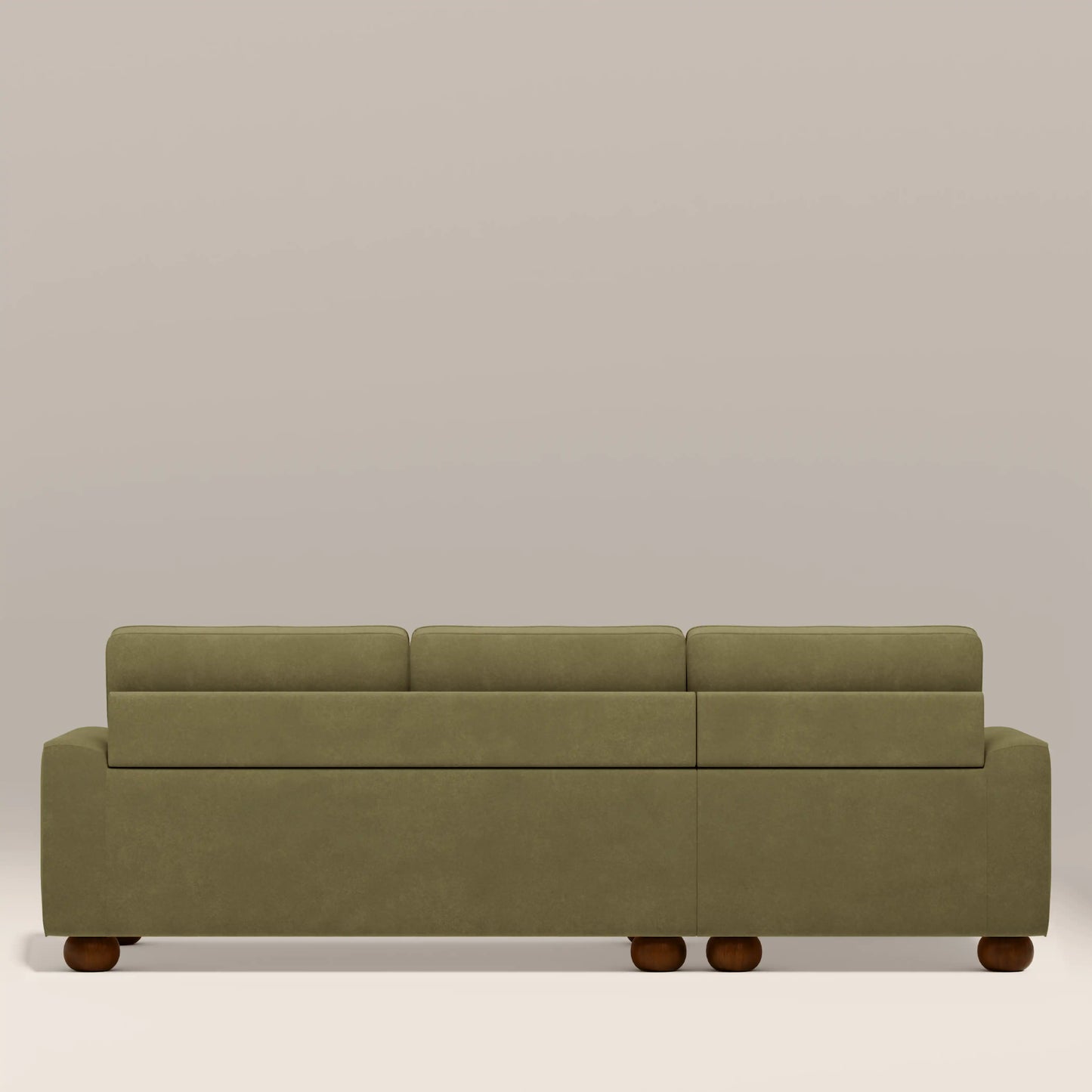 Nola Left Hand Chaise Sofa | Moss Green Sustainable Mohair Velvet