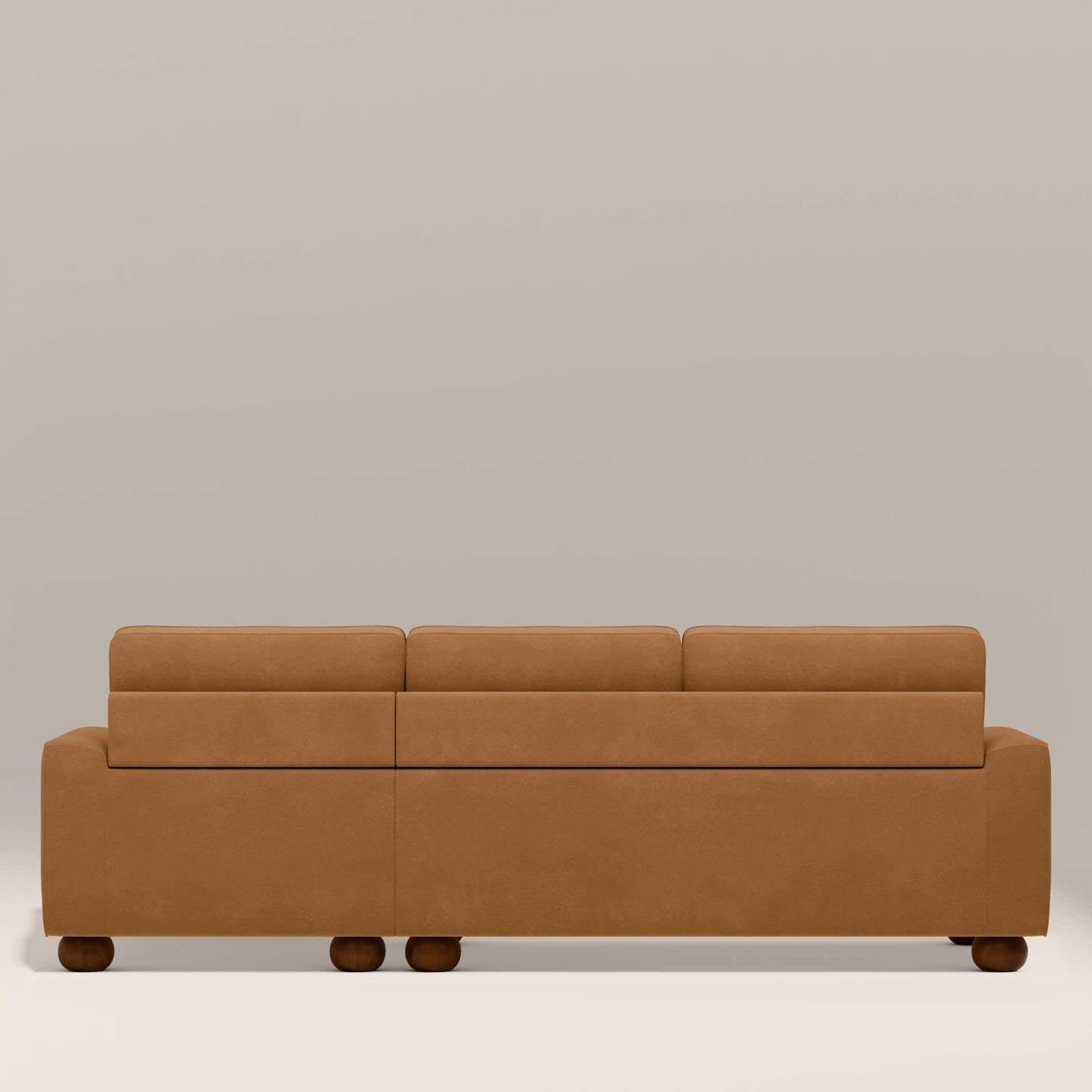 Nola Right Hand Chaise Sofa | Caramel Brown Sustainable Mohair Velvet