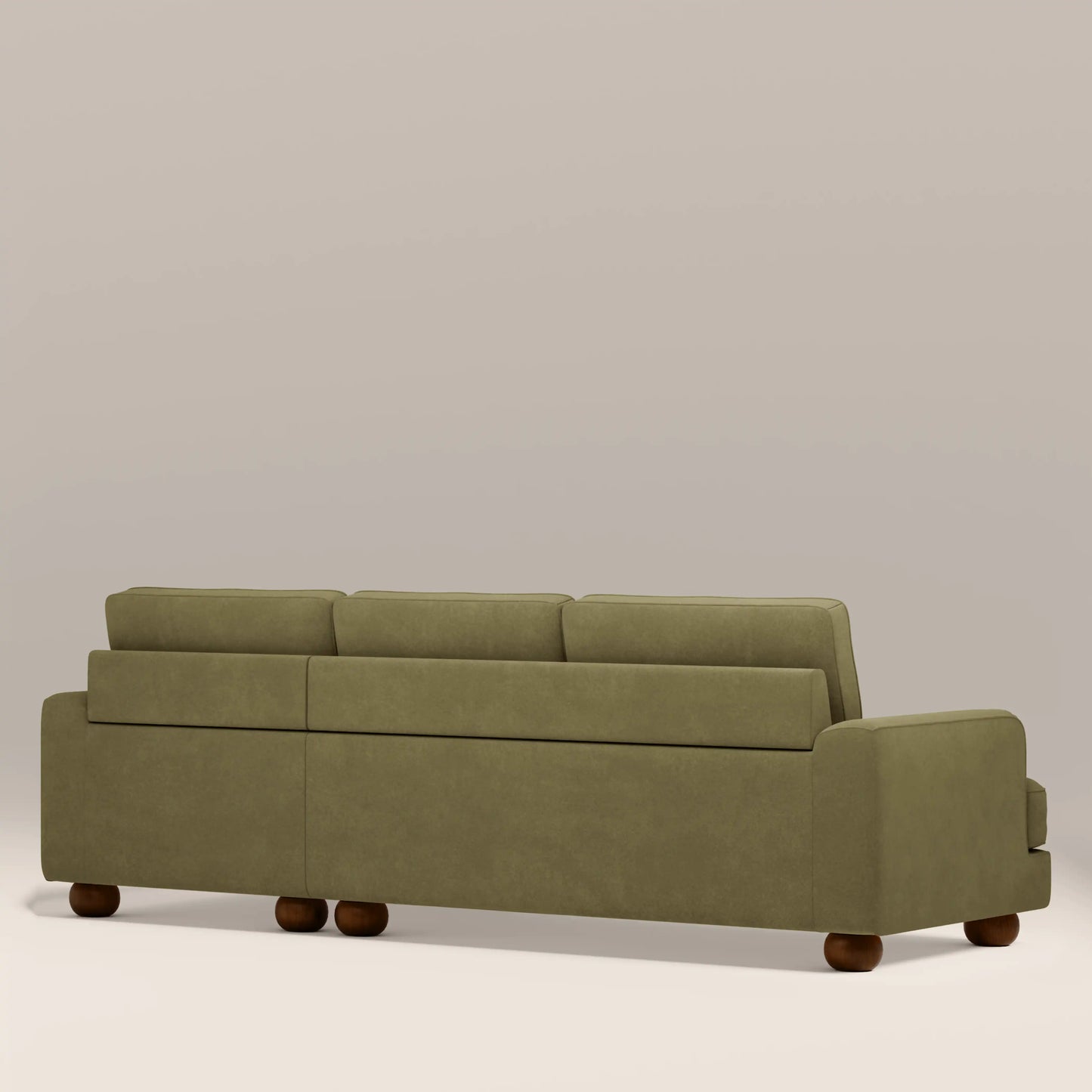 Nola Right Hand Chaise Sofa | Moss Green Sustainable Mohair Velvet