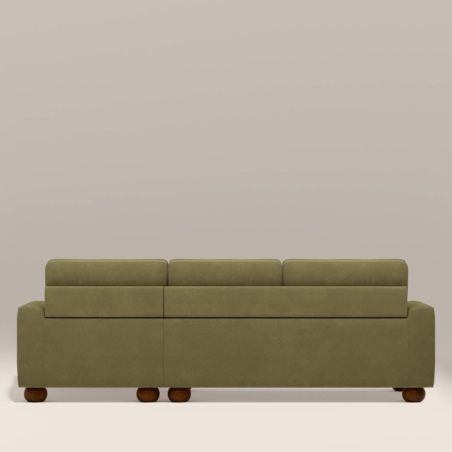 Nola Right Hand Chaise Sofa | Moss Green Sustainable Mohair Velvet