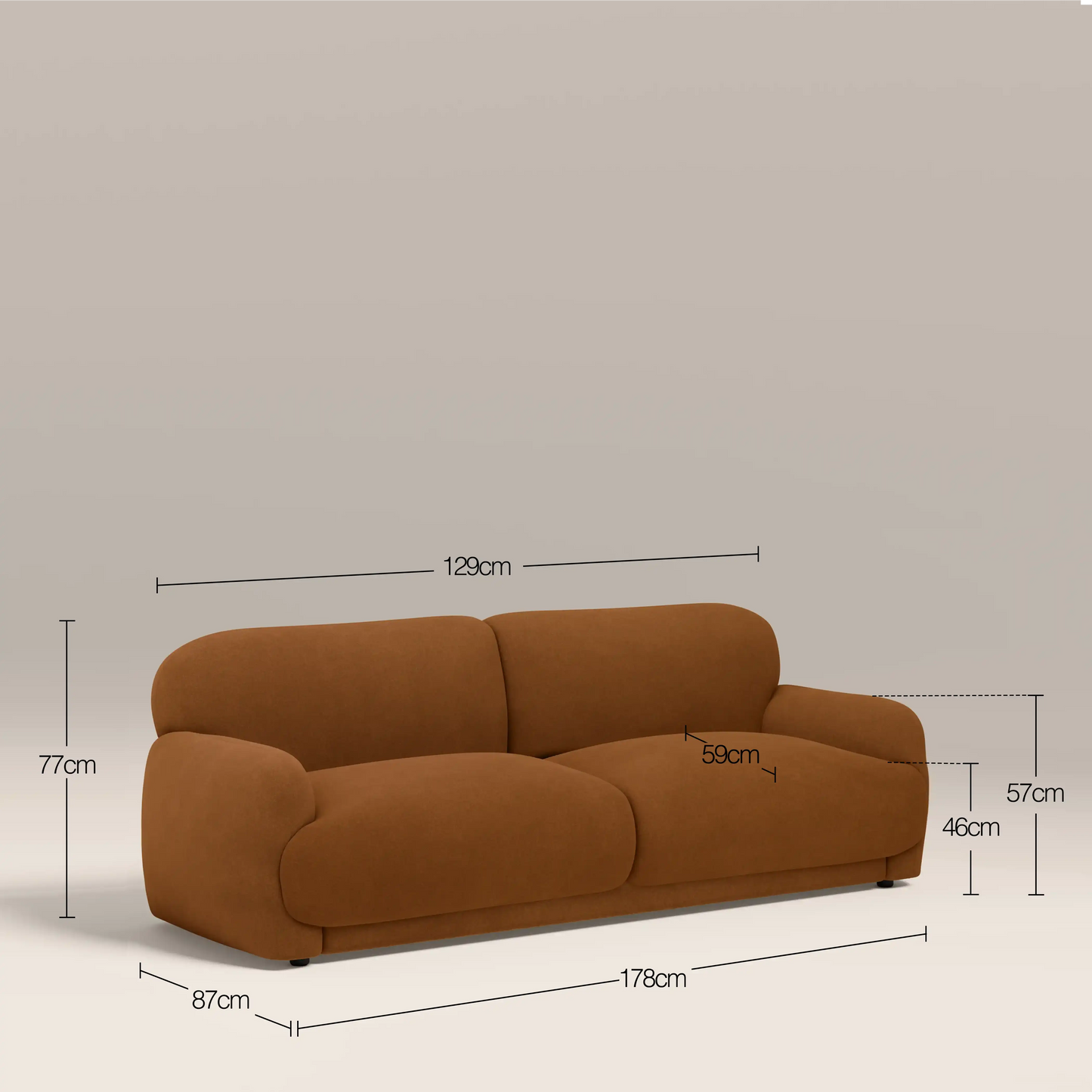 Cloud 2 Seater Sofa | Caramel Brown Sustainable Mohair Velvet