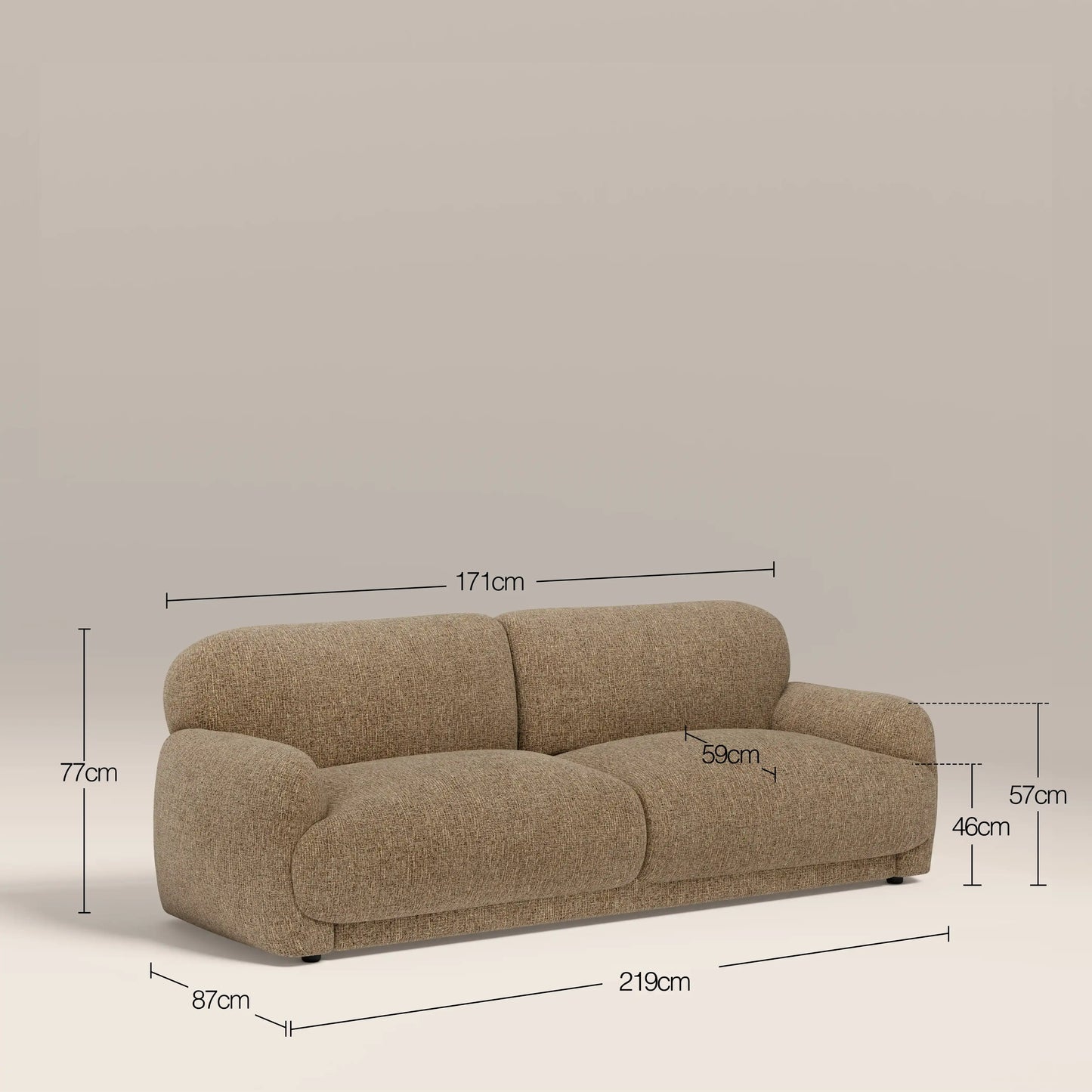 Cloud 3 Seater Sofa | Speckled Cappuccino Boucle