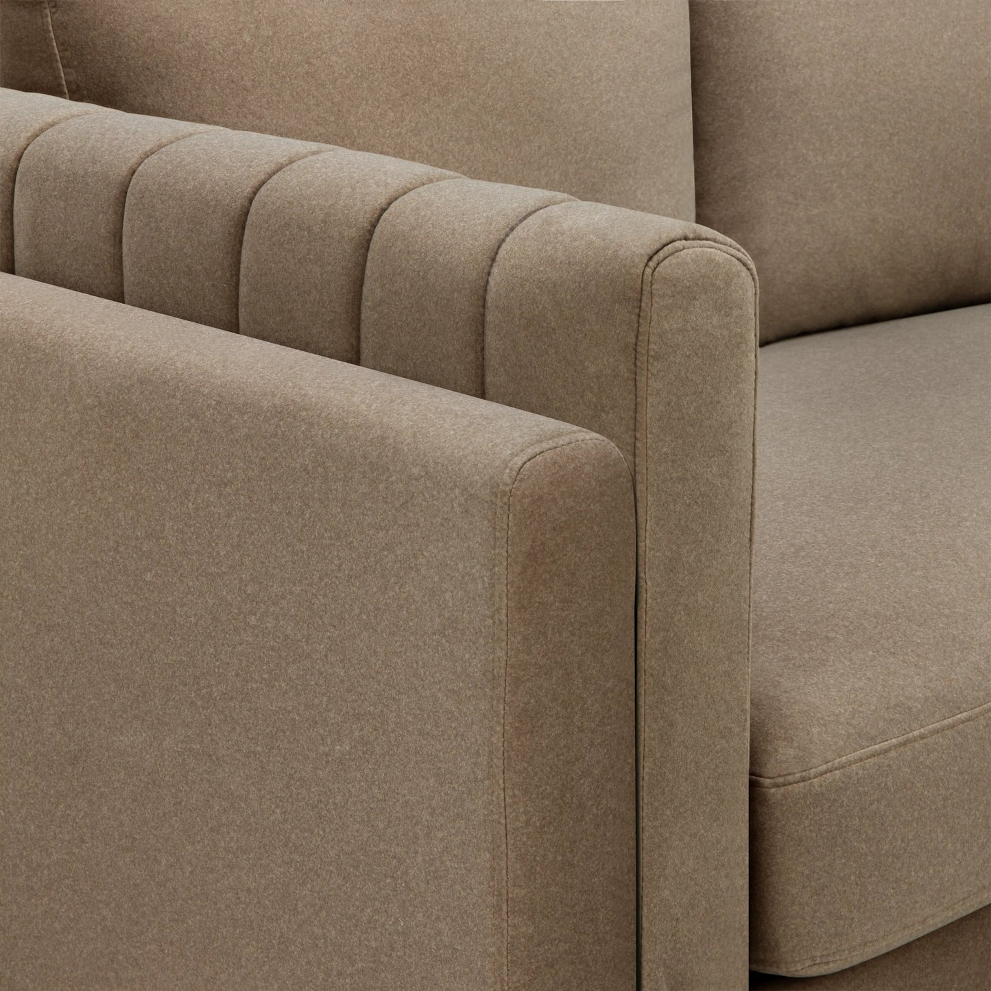Halton Left Hand Chaise Sofa | Truffle Brown Sustainable Mohair Velvet