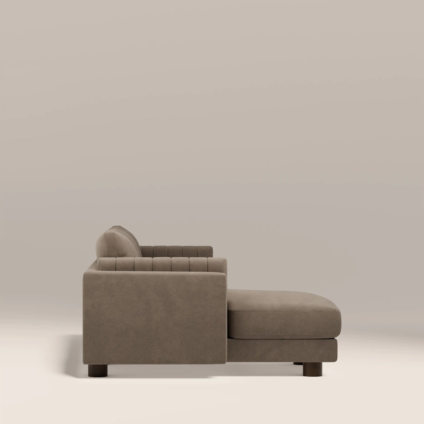 Halton Left Hand Chaise Sofa | Truffle Brown Sustainable Mohair Velvet