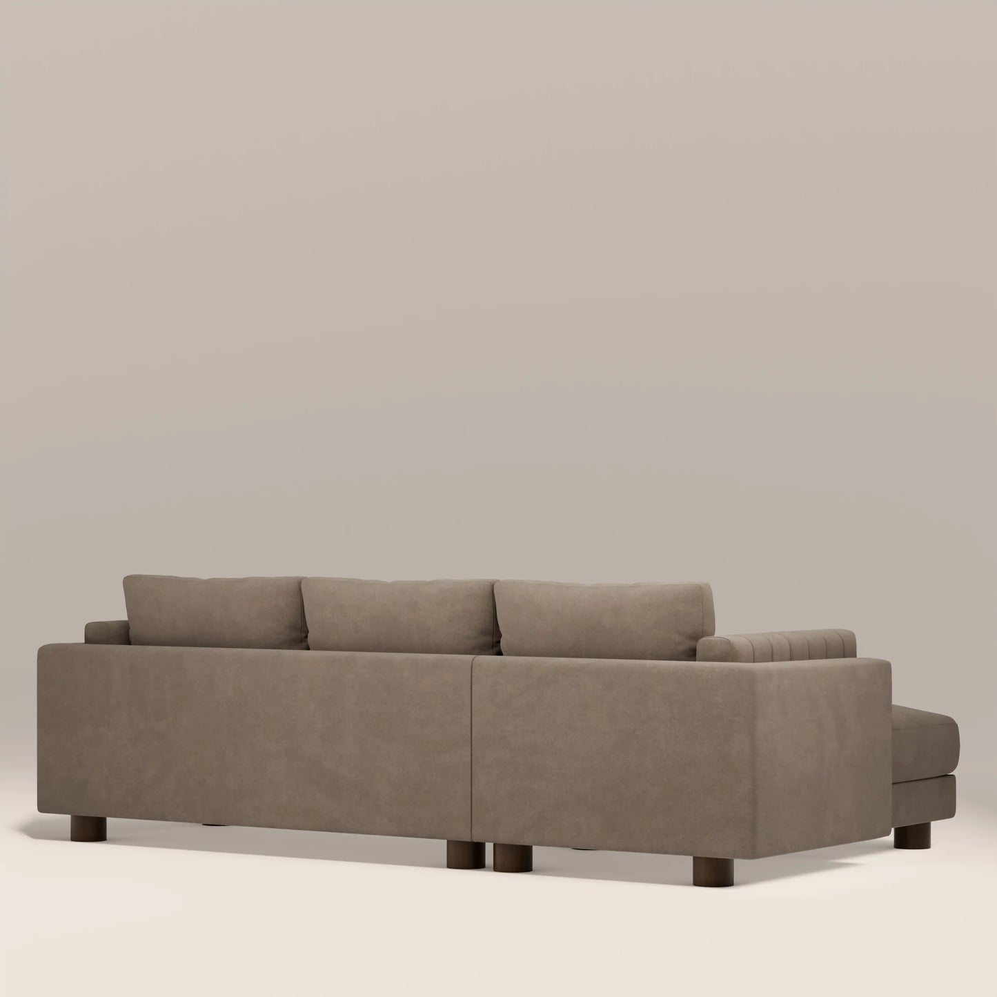 Halton Left Hand Chaise Sofa | Truffle Brown Sustainable Mohair Velvet