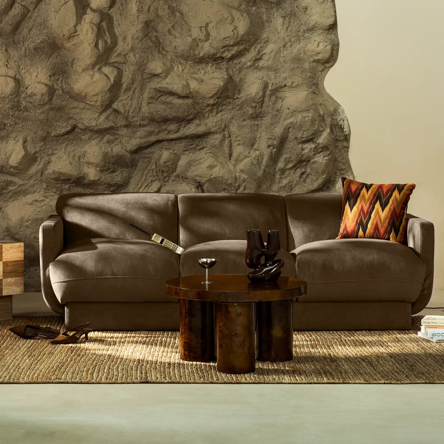 Connick 3 Seater Sofa | Truffle Brown Sustainable Mohair Velvet
