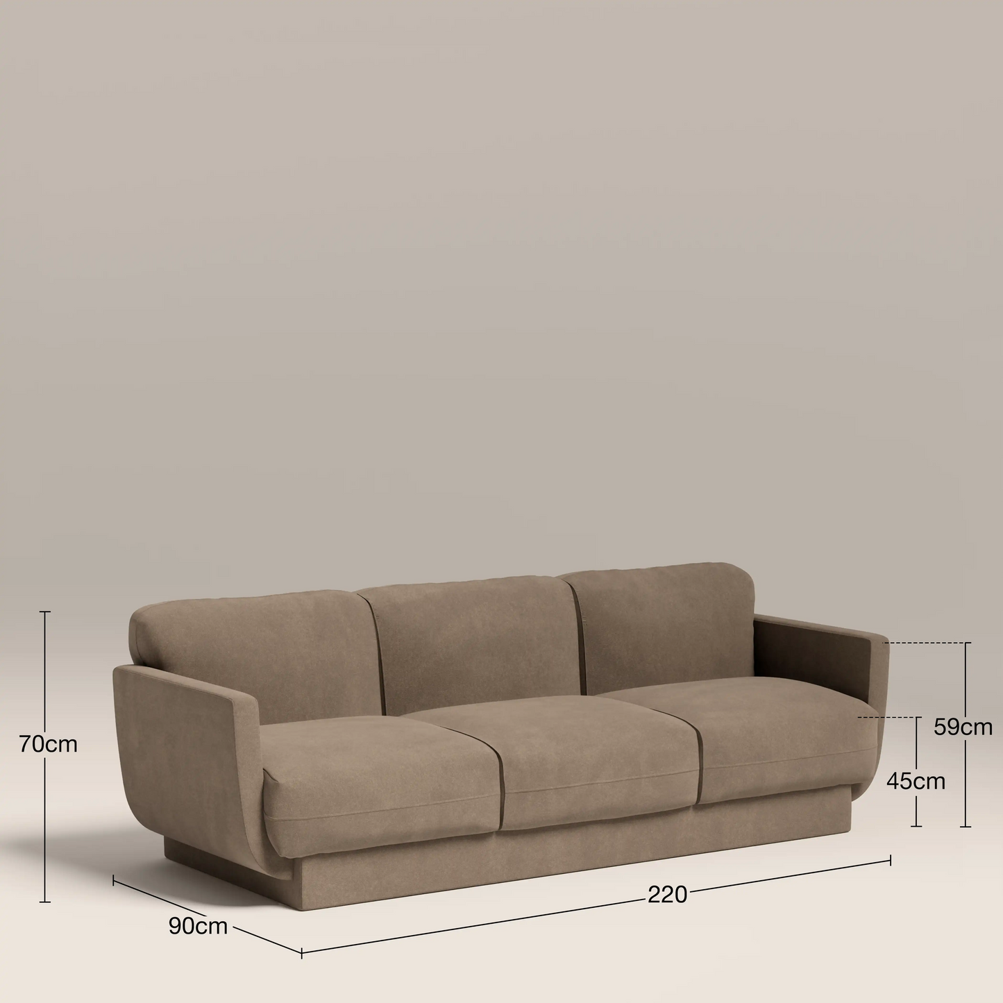 Connick 3 Seater Sofa | Truffle Brown Sustainable Mohair Velvet