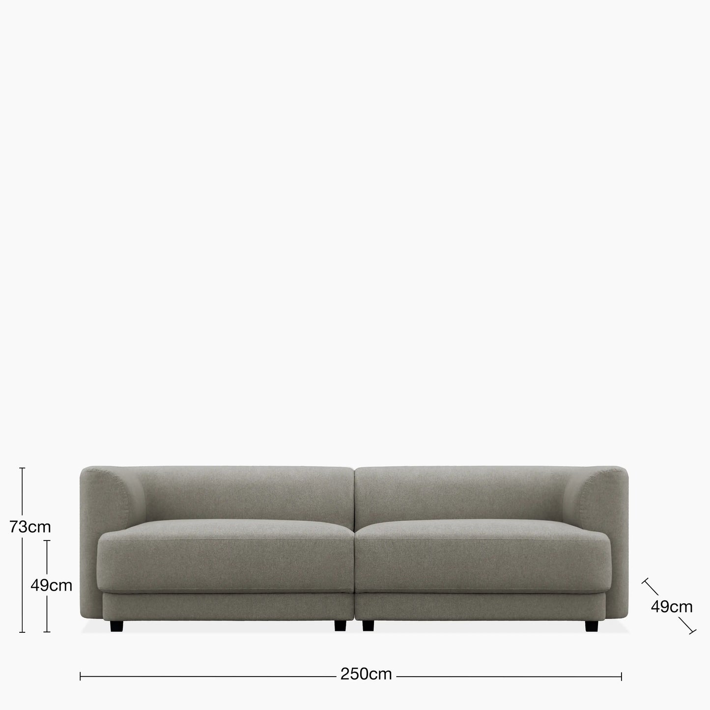 Harley 3 Seater Sofa | Pebble Grey Fabric