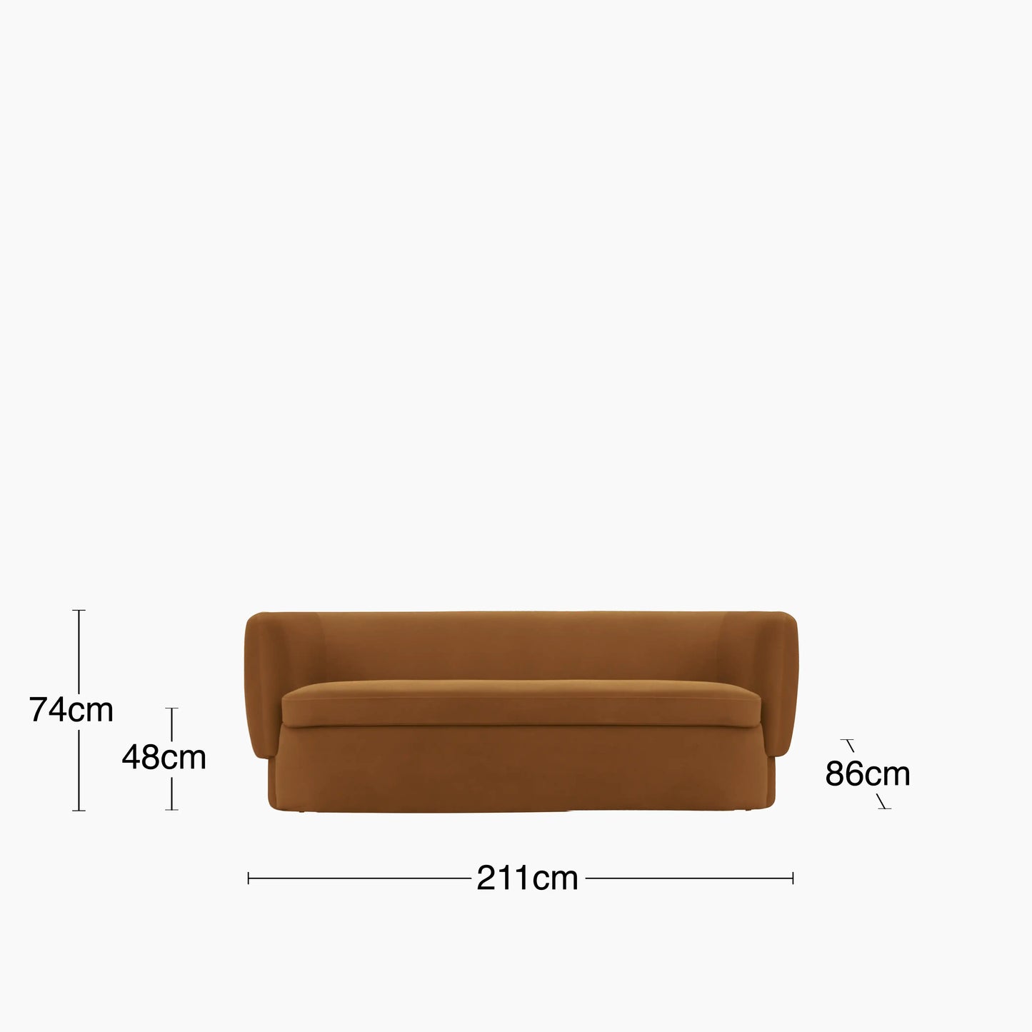 Miller 3 Seater Sofa | Caramel Brown Sustainable Mohair Velvet