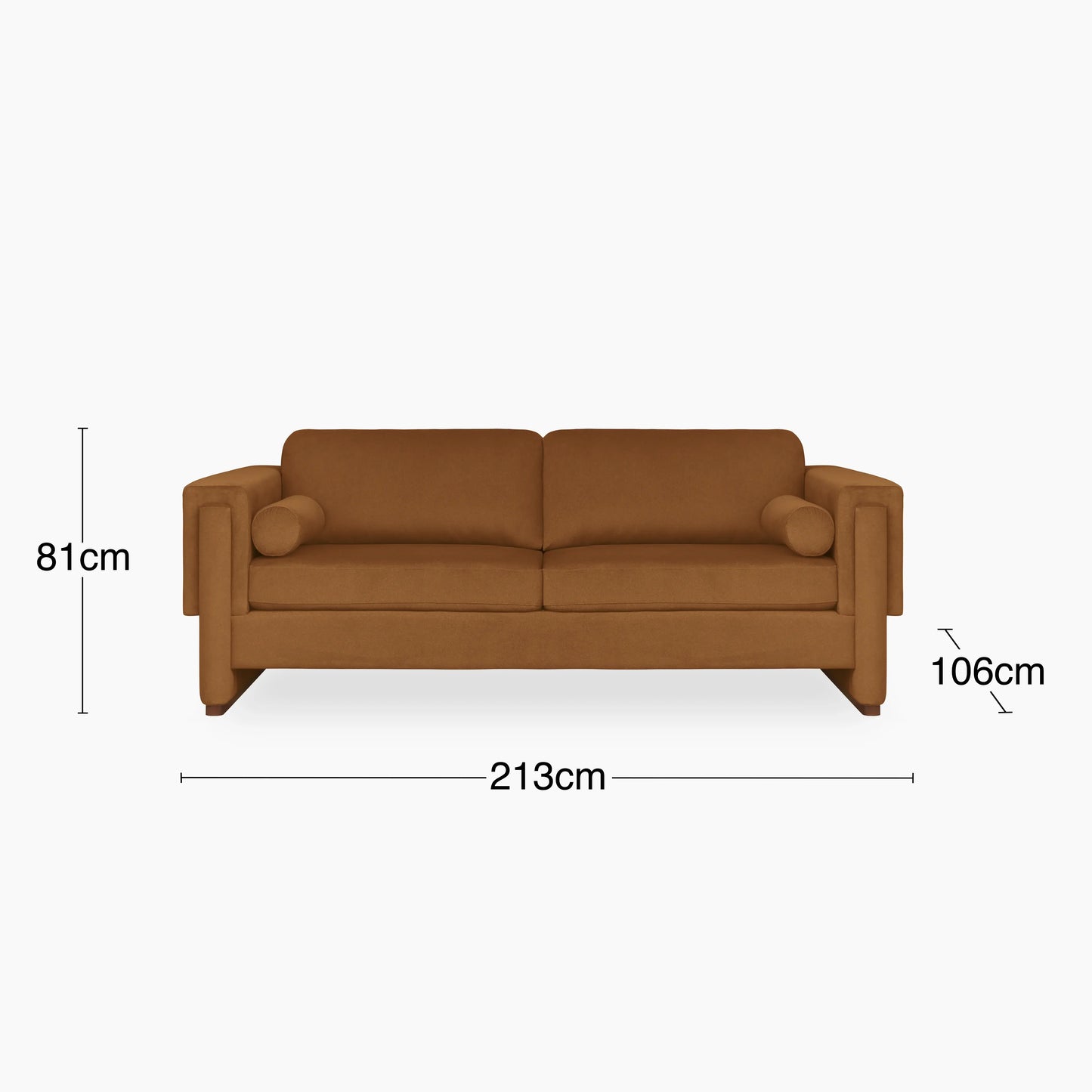 Ava 3 Seater Sofa | Caramel Brown Sustainable Mohair Velvet