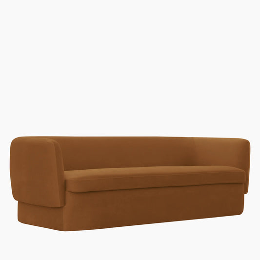 Miller 3 Seater Sofa | Caramel Brown Sustainable Mohair Velvet