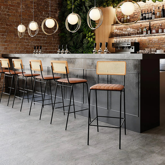 Willis Bar Stool | Vintage Tan Faux Leather & Black